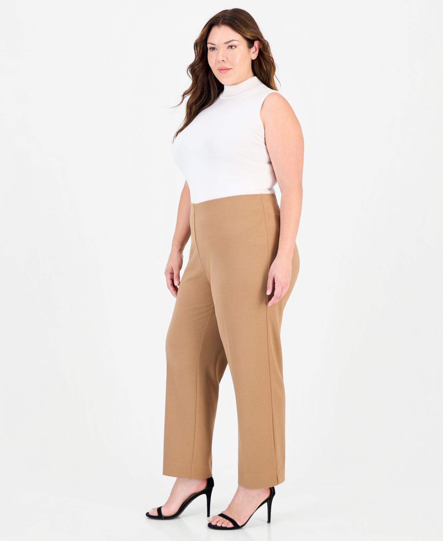 Plus Size Hollywood Waist Pull-On Mid-Rise Pants