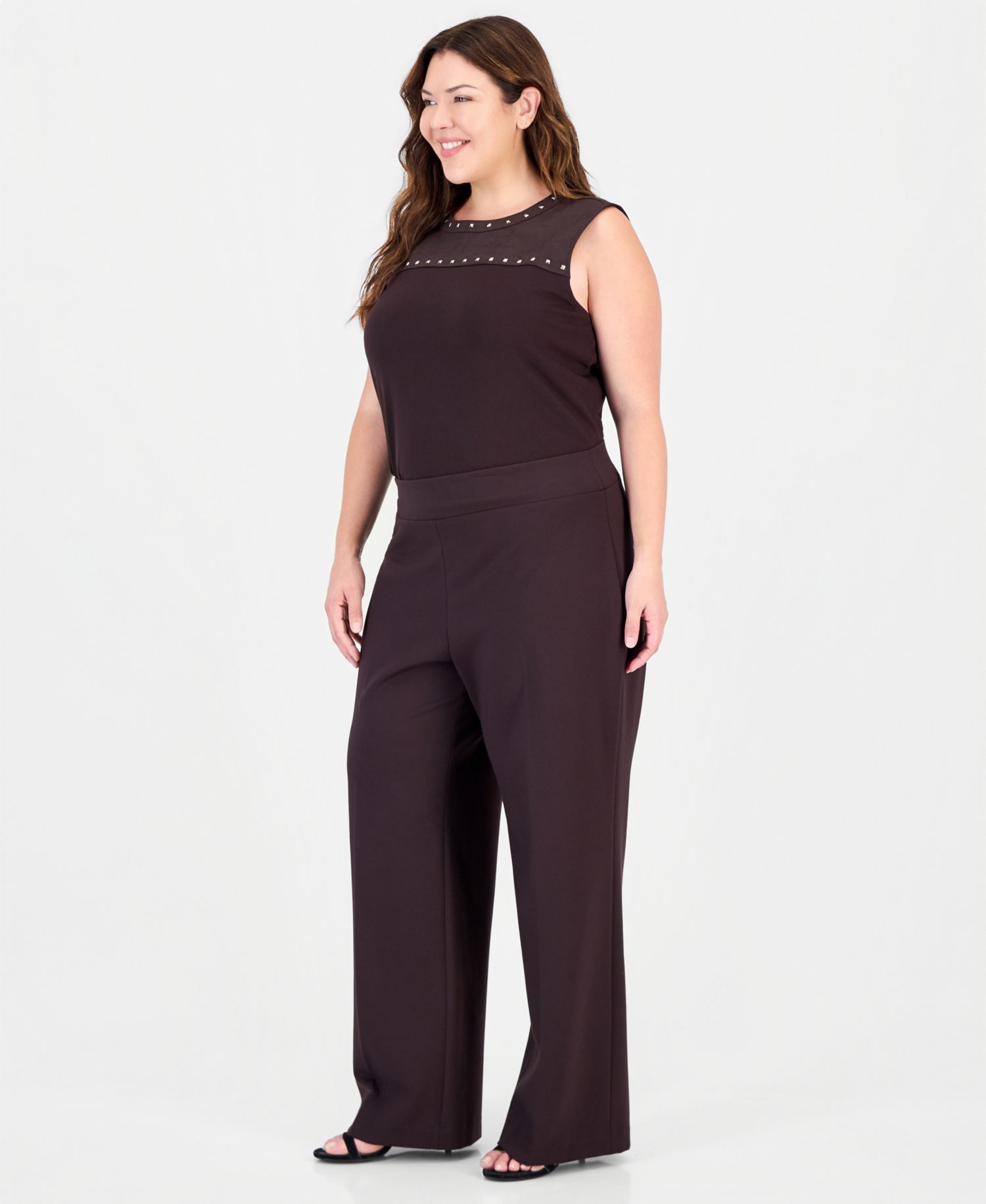 Plus Size High-Waist Pull-On Wide-Leg Pants