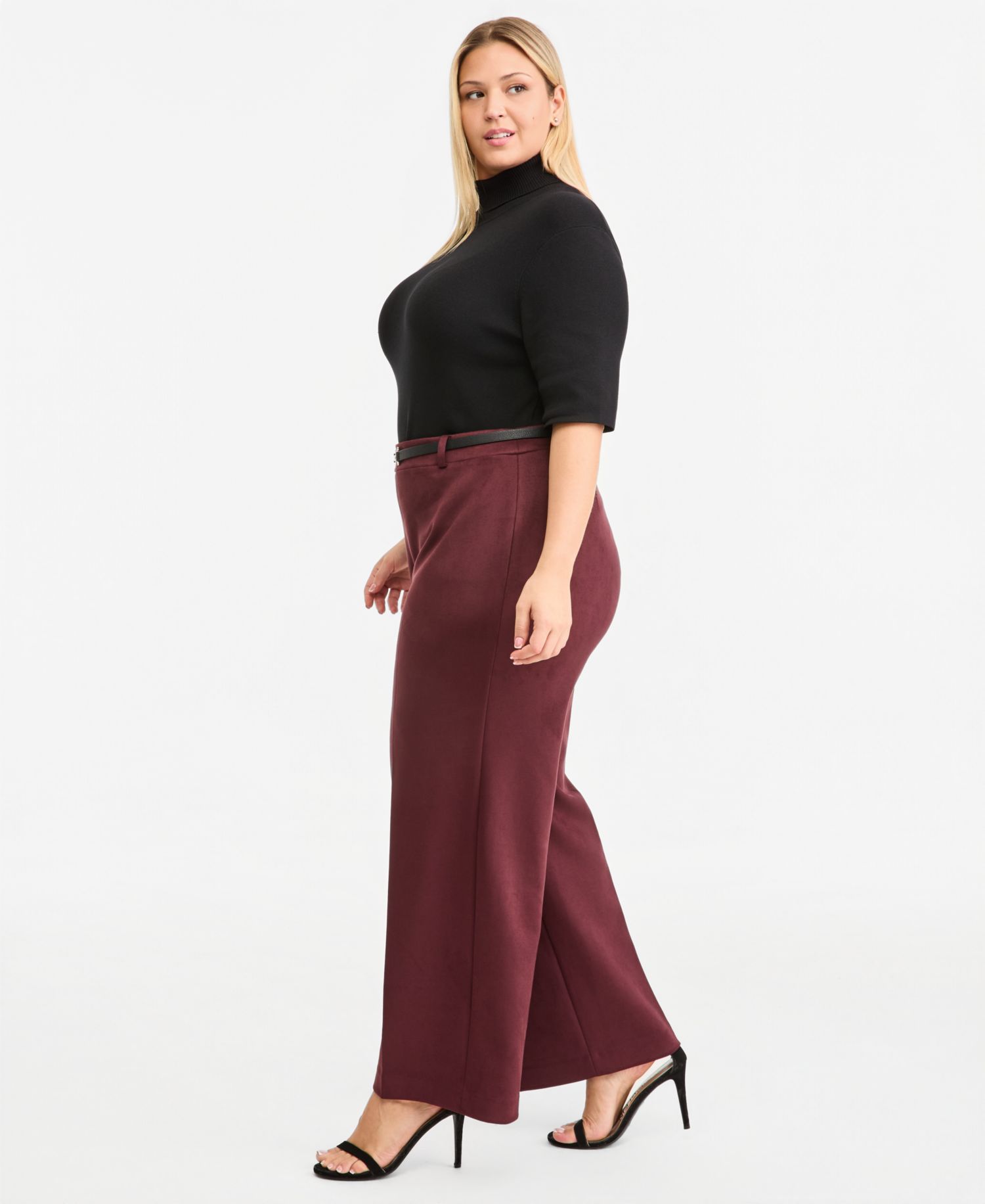 Plus Size Wide Leg Pull-On Pants