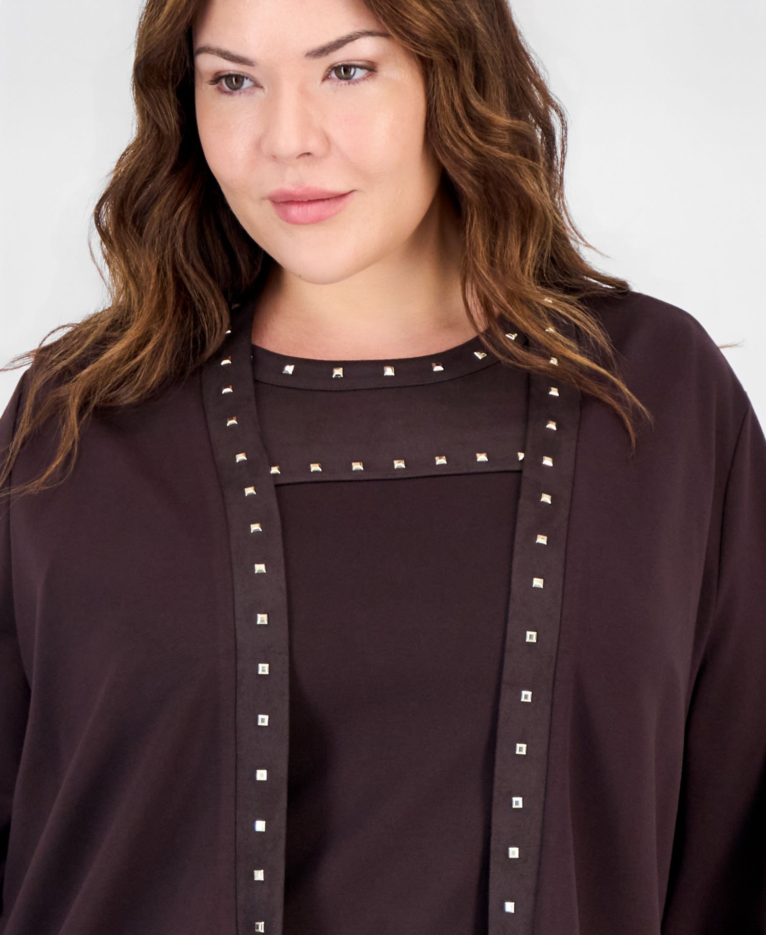 Plus Size Embellished Open Front Cardigan