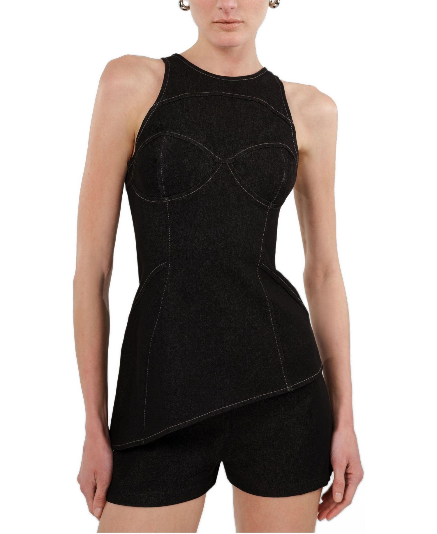 Women's Halter Neck Denim Bustier Top