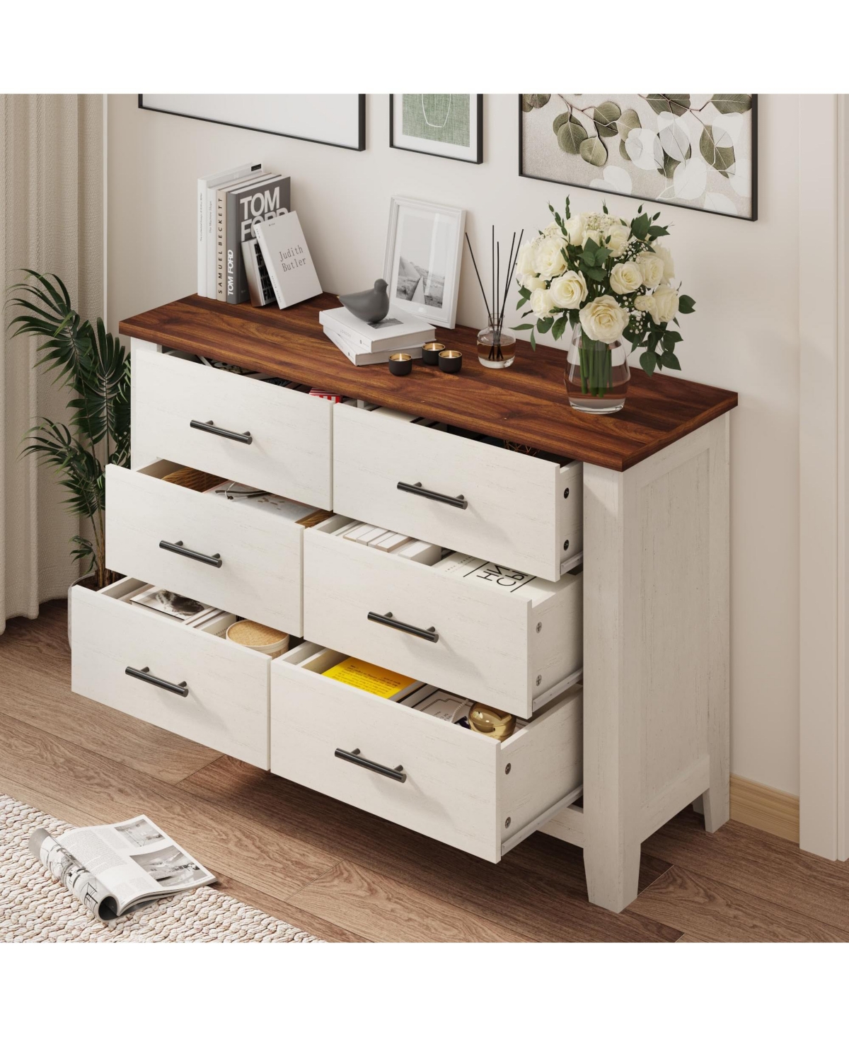 gaomon 6 Drawer Dresser for Bedroom 47 Inch Wide Chest of Drawers with Large Capacity Storage Organizer for Living Room Sturdy Thick