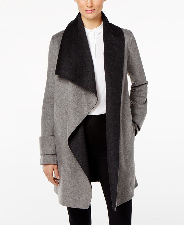 Calvin Klein DoubleFace WoolBlend Asymmetrical Wrap Coat Macy's