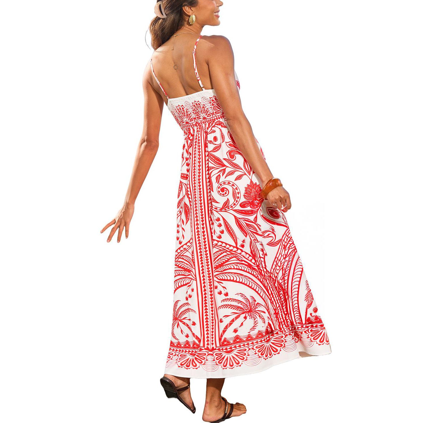 Women's Palm Tree Lane Tropical Maxi Beach Dress