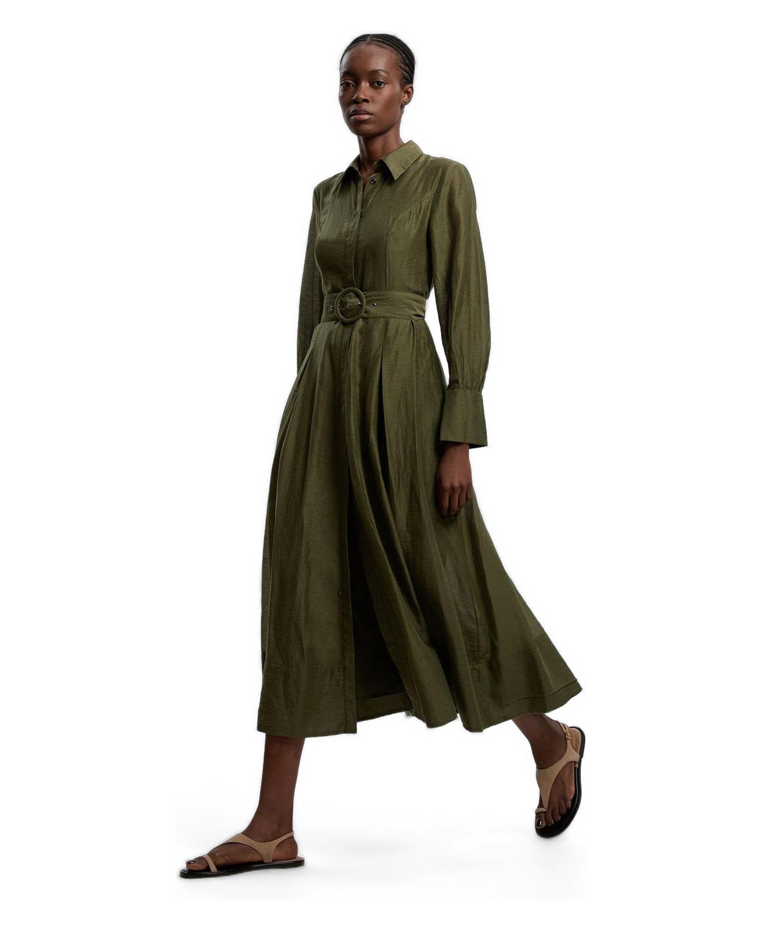Women's Organdie Midi Shirt Dress