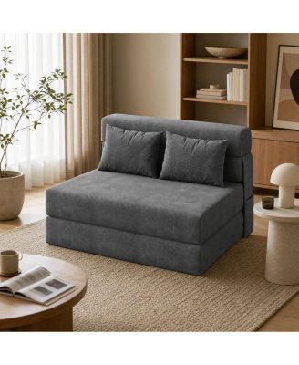 76"x40" Folding Sofa Bed - Corduroy Sleeper Sofa with Washable Cover and Segmented Backrest for Bedroom or Guest Room