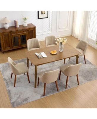Modern Wooden Dining Chairs Upholstered Linen Seat, Padded Cushion, Sturdy Wood Legs, Perfect for Dining Room and Restaurant, Kitchen