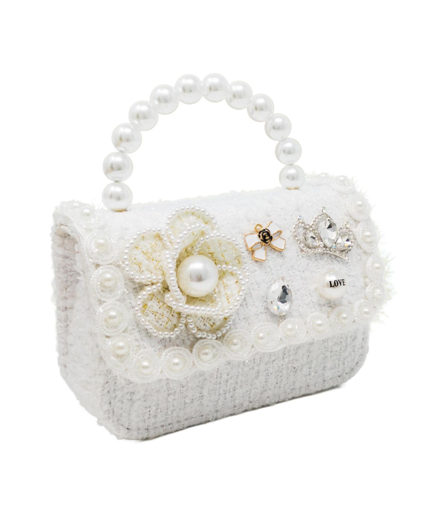 Сумка Puttisu Royal Camellia Tweed Handbag для девочек, цвет: Слоновая кость жемчужный — фото 2