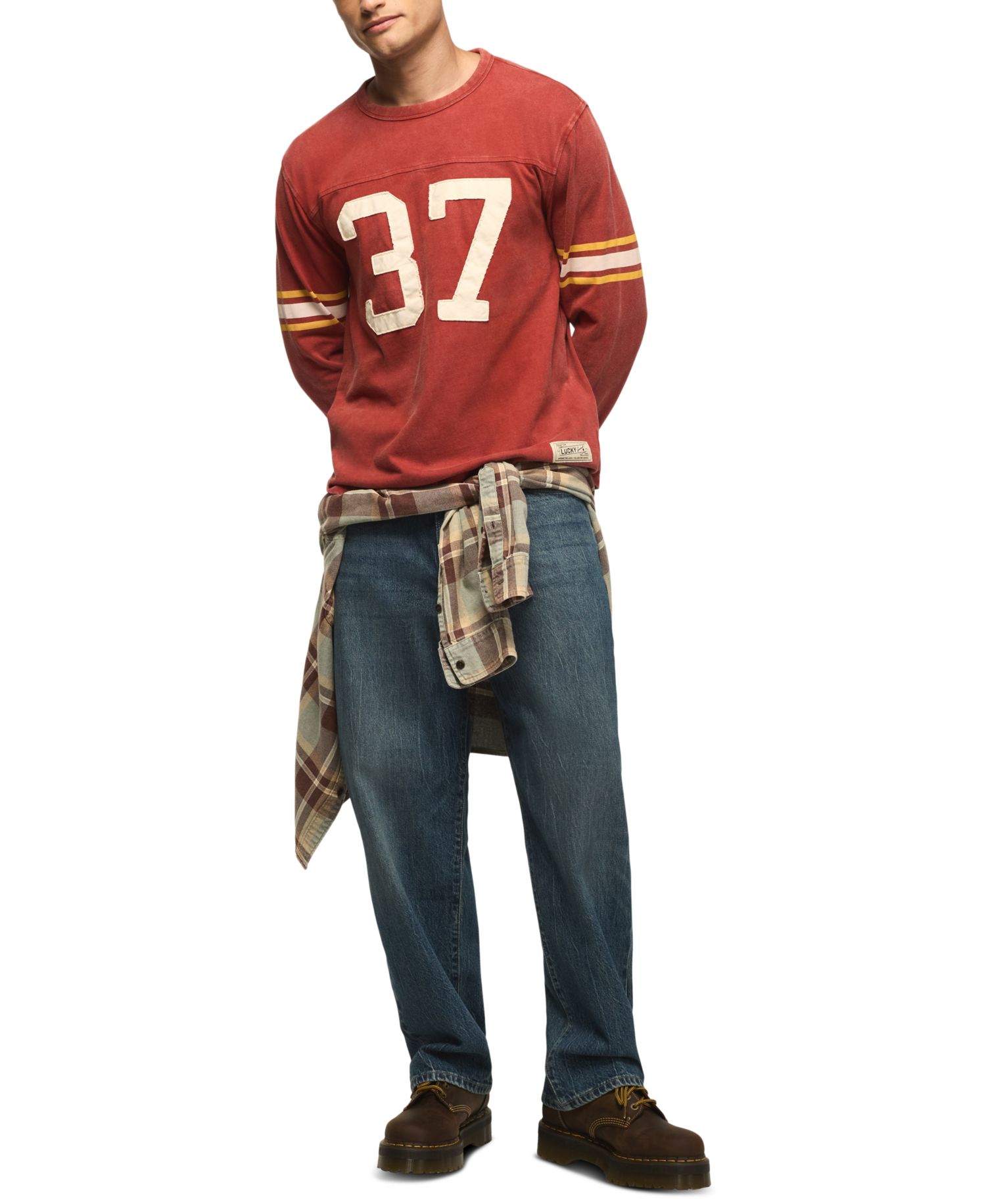 Men's Long-Sleeve Football Crewneck T-Shirt
