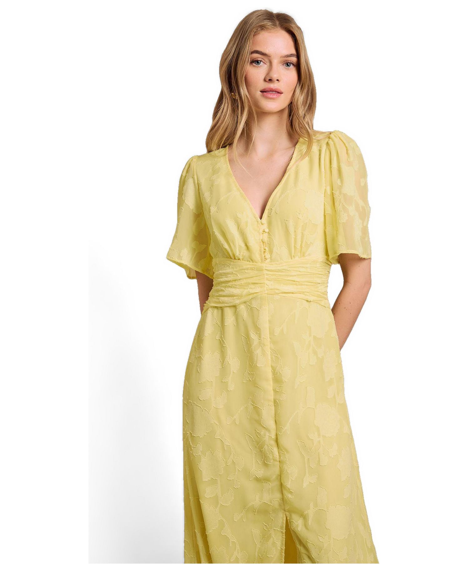 Women's Button Jacquard Midi Dress