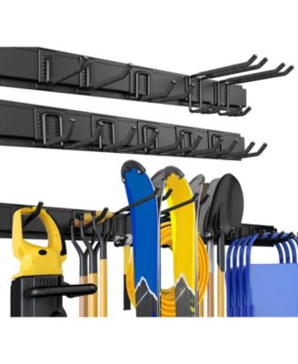 Wall Mount Garden Tool Organizer Metal Hooks Rail Rack Holder