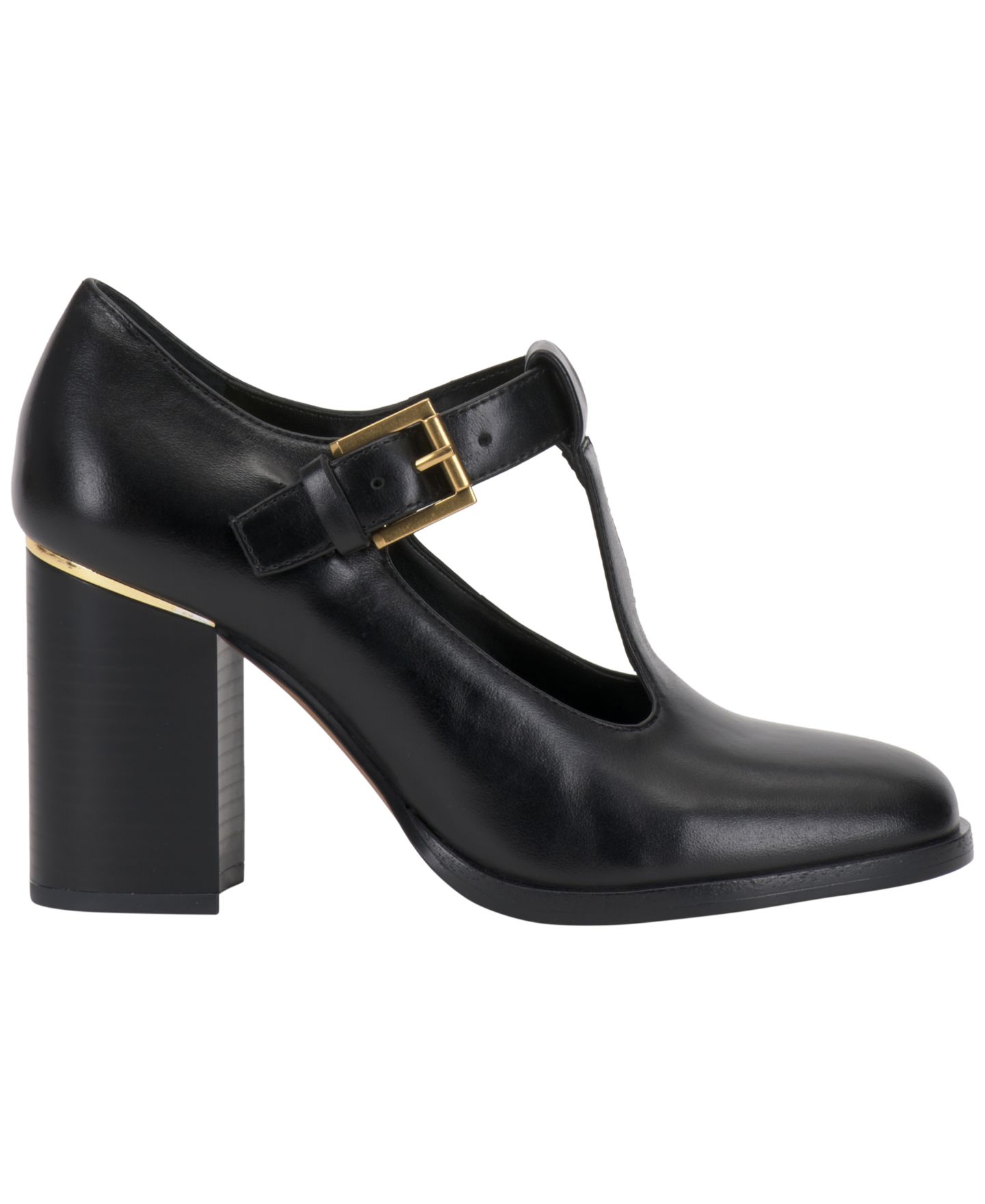 Женские туфли Vince Camuto Micha T-Strap Mary Jane Pumps, цвет: Чёрный гладкий — фото 2