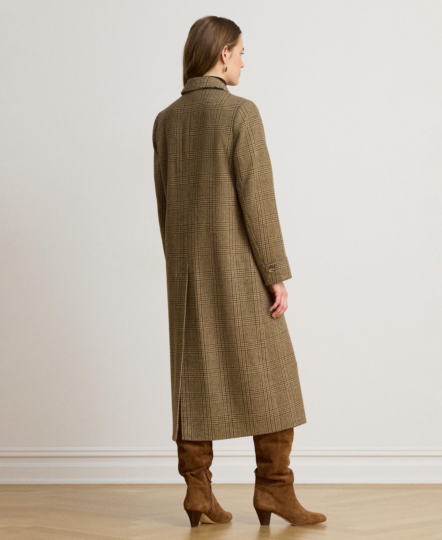 Женское пальто Lauren Ralph Lauren Collared Wool Walker, цвет: Ореховый клетчатый — фото 3