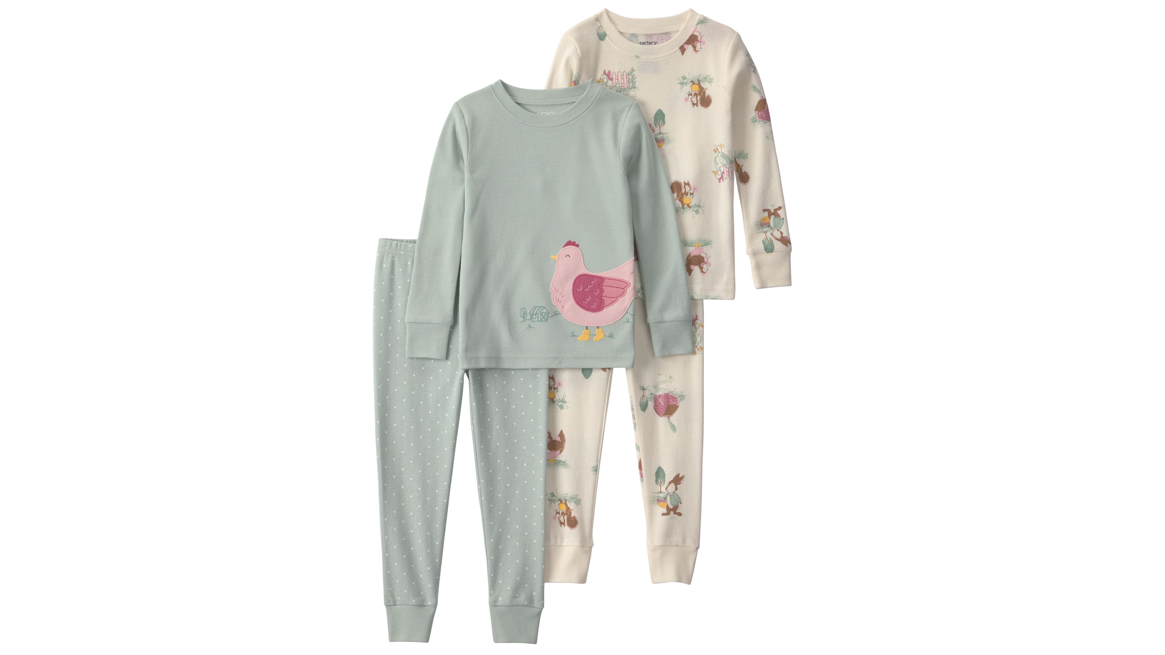Carters Baby Toddler Girls Country Chicken 100 Cotton Snug Fit Pajama 4 Piece Set