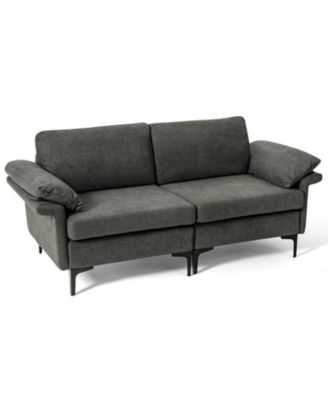 Upholstered Loveseat Sofa with Metal Legs and Accent Armrest Cushions