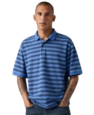 Men's Striped Pattern Boxy Polo Shirt