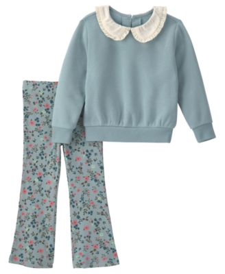 Toddler Girls' 2T-5T Floral Fleece Sweatshirt and Pants, 2-Piece  Set
