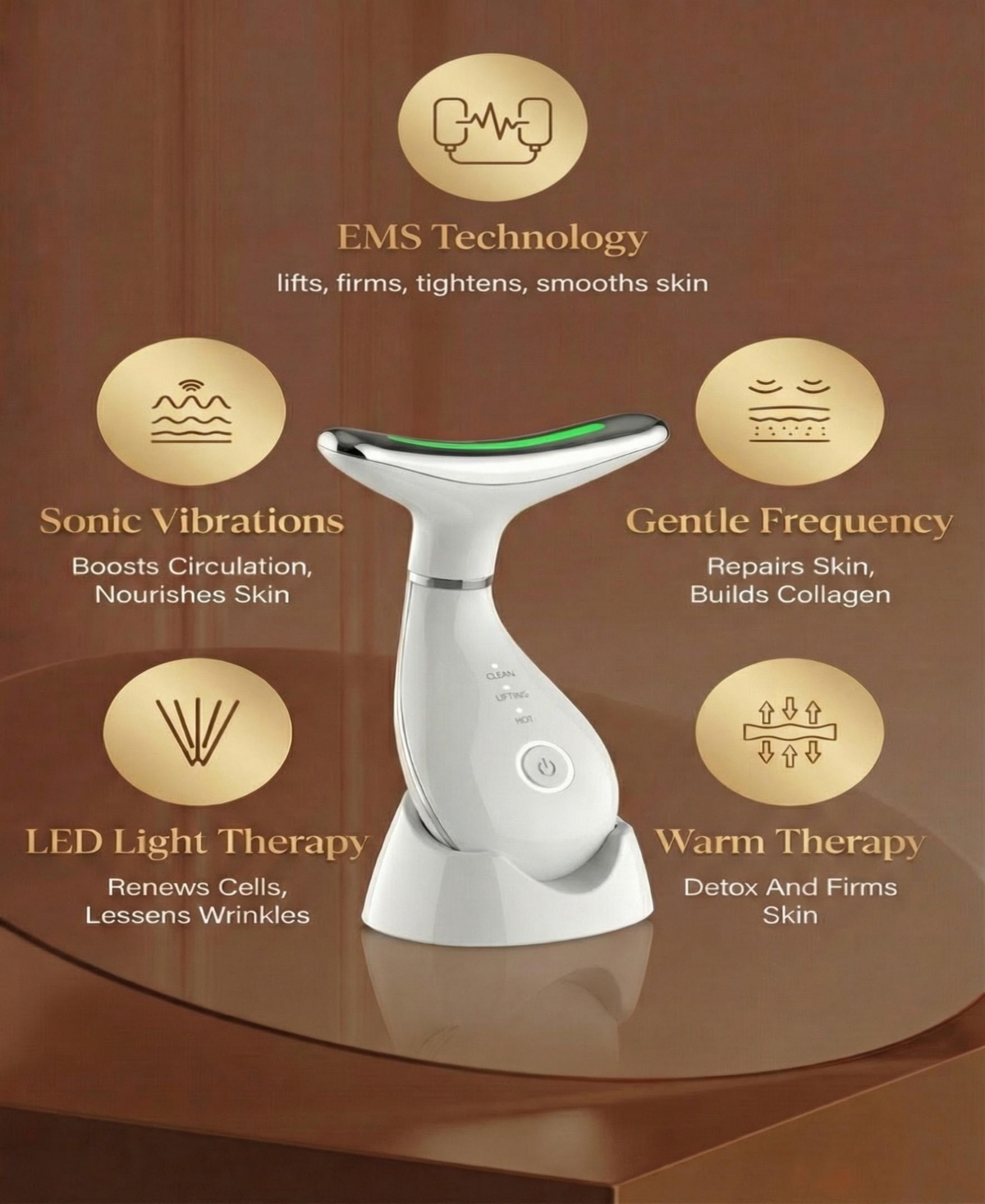 Lovery Led Light Based Multifunctional Face and Neck Beauty Massager Wand with Ems Technology