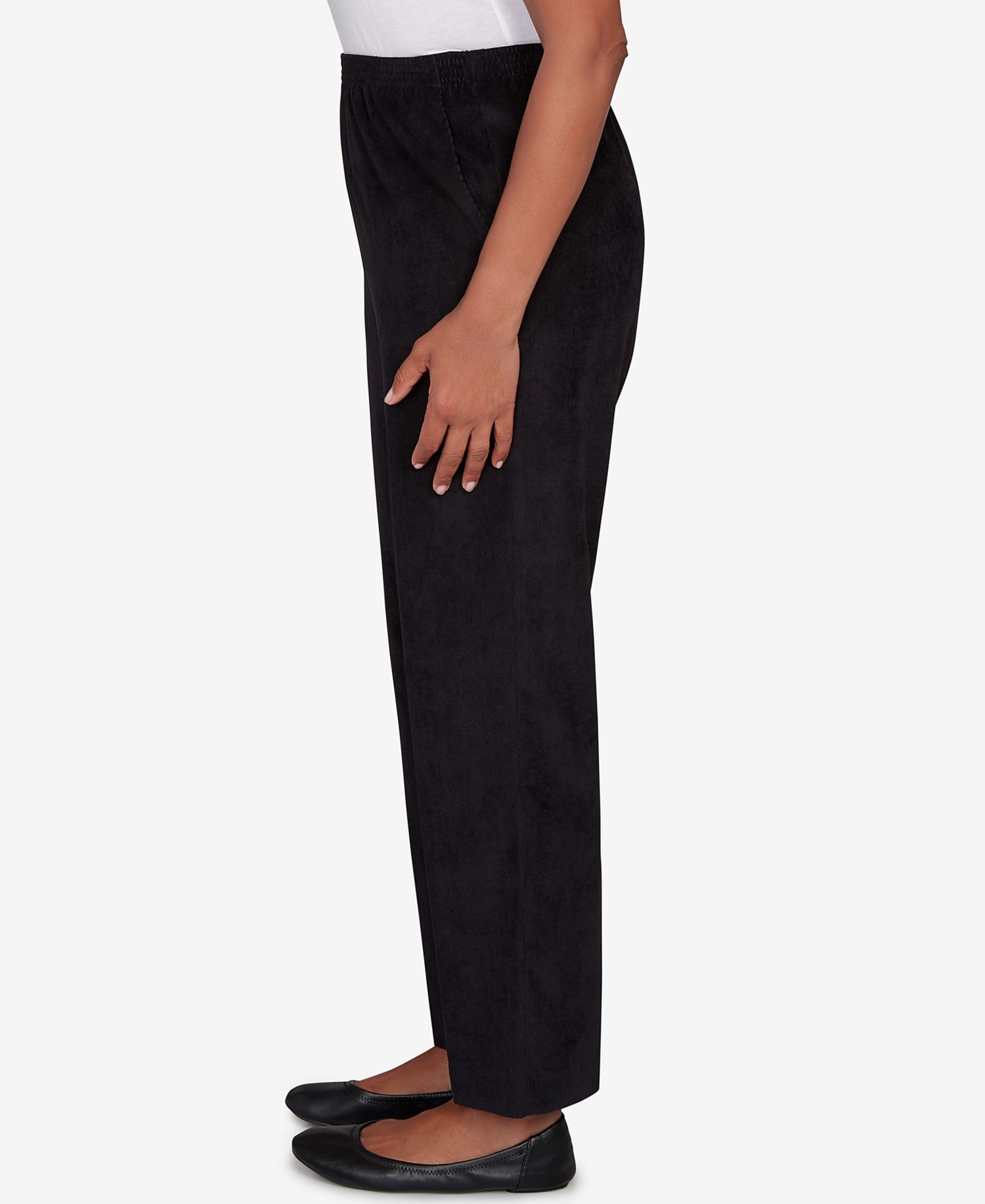 Petite Corduroy Elastic Waistband Short-Length Pants