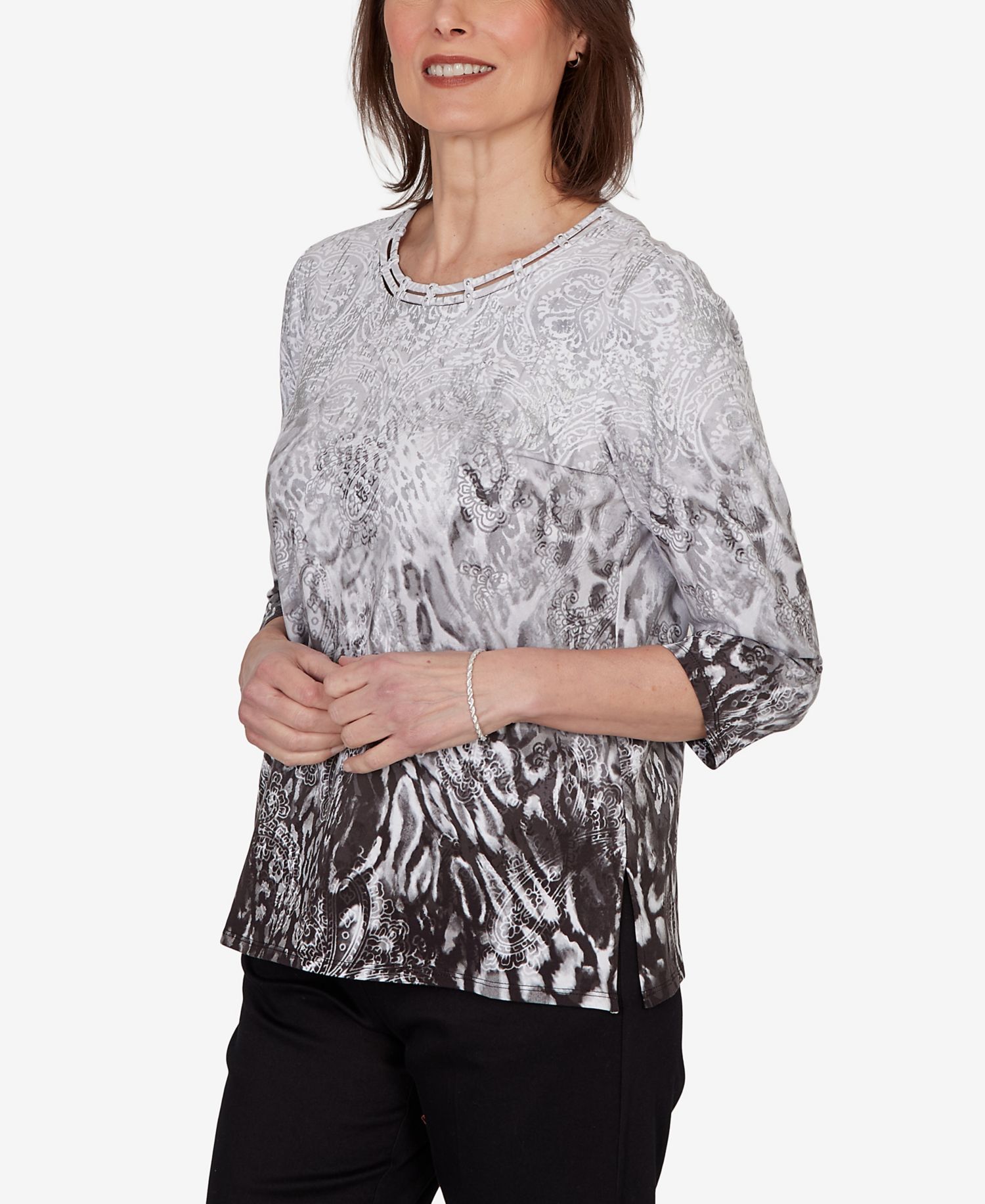 Petite Mono Ombre Animal Print Top