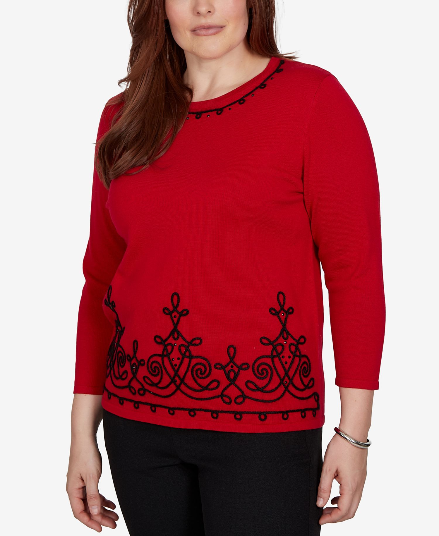 Petite Border Scroll Soutache Sweater