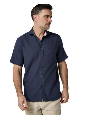 Men's Cotton Short Sleeve Sack Weave Shirt