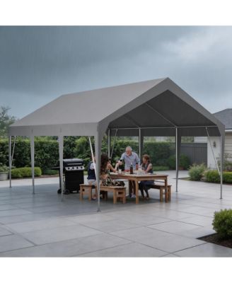 Carport Canopy with Steel Frame, Heavy Duty PE Vehicle Shelter for Cars Trucks Boats Driveway Backyard Patio
