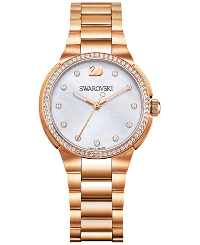 Swarovski Women's Swiss City Mini Rose Gold-Tone Stainless Steel Bracelet Watch 32mm 5221176