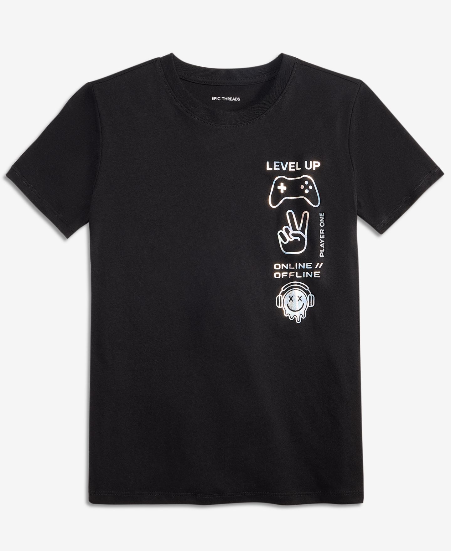 Футболка Epic Threads Short-Sleeve Level Up для мальчиков, цвет: Глубокий чёрный — фото 1