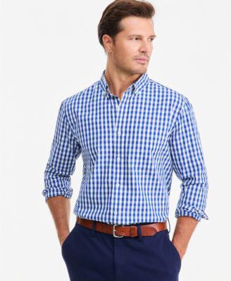 Men's Long-Sleeve Gingham Cotton Poplin Shirt