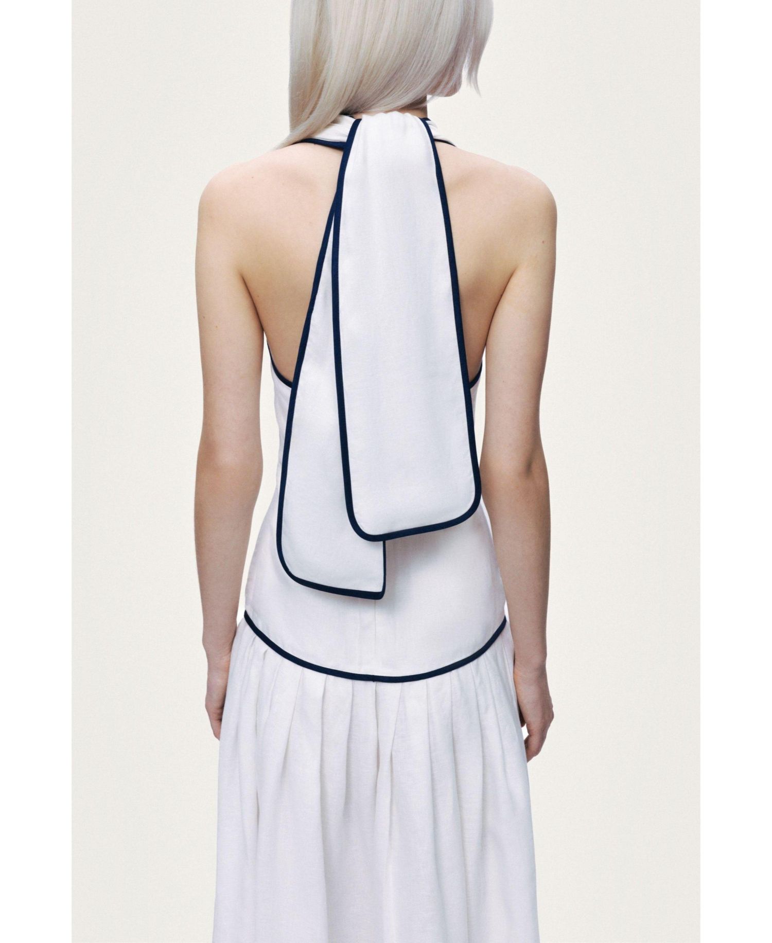 Women's Binding Detail Halterneck Midi Dress