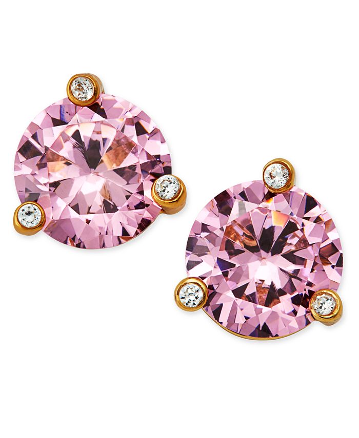 kate spade new york Gold-Tone Pink Stone and Crystal Stud Earrings ...