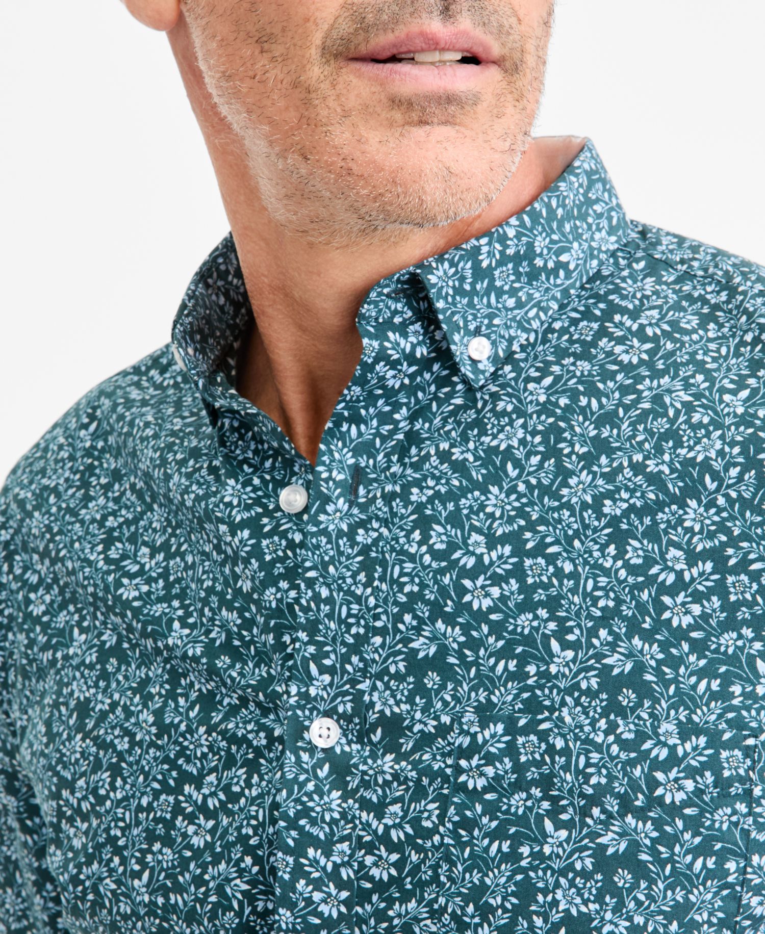 Men's Floral Poplin Button-Down Shirt