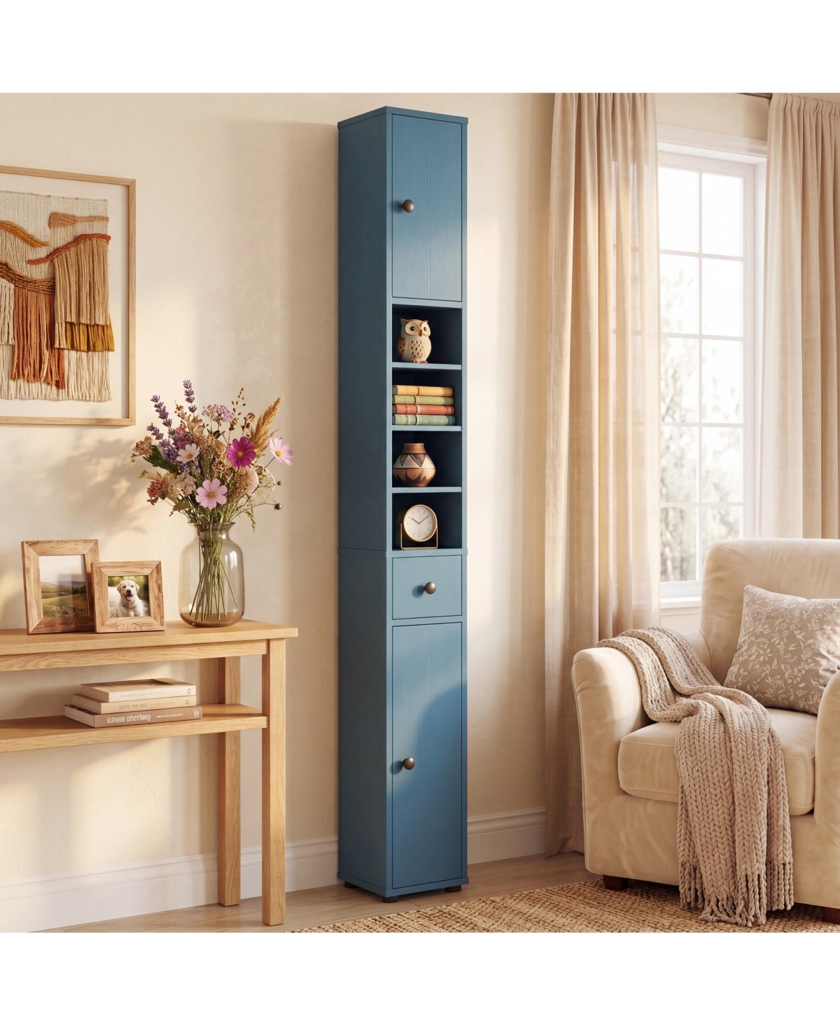Costway Slim Bathroom Tall Cabinet with 2 Doors