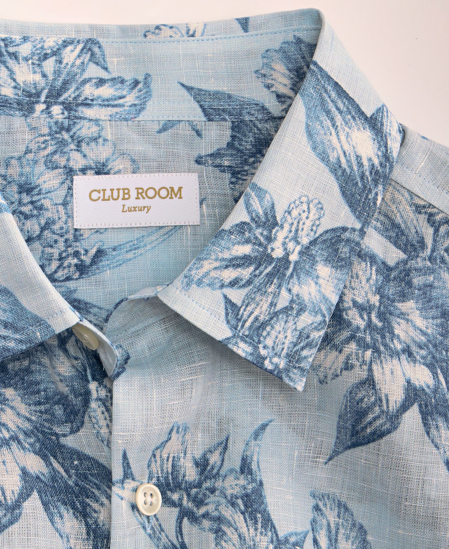 Men's Linen Floral-Print Short-Sleeve Shirt