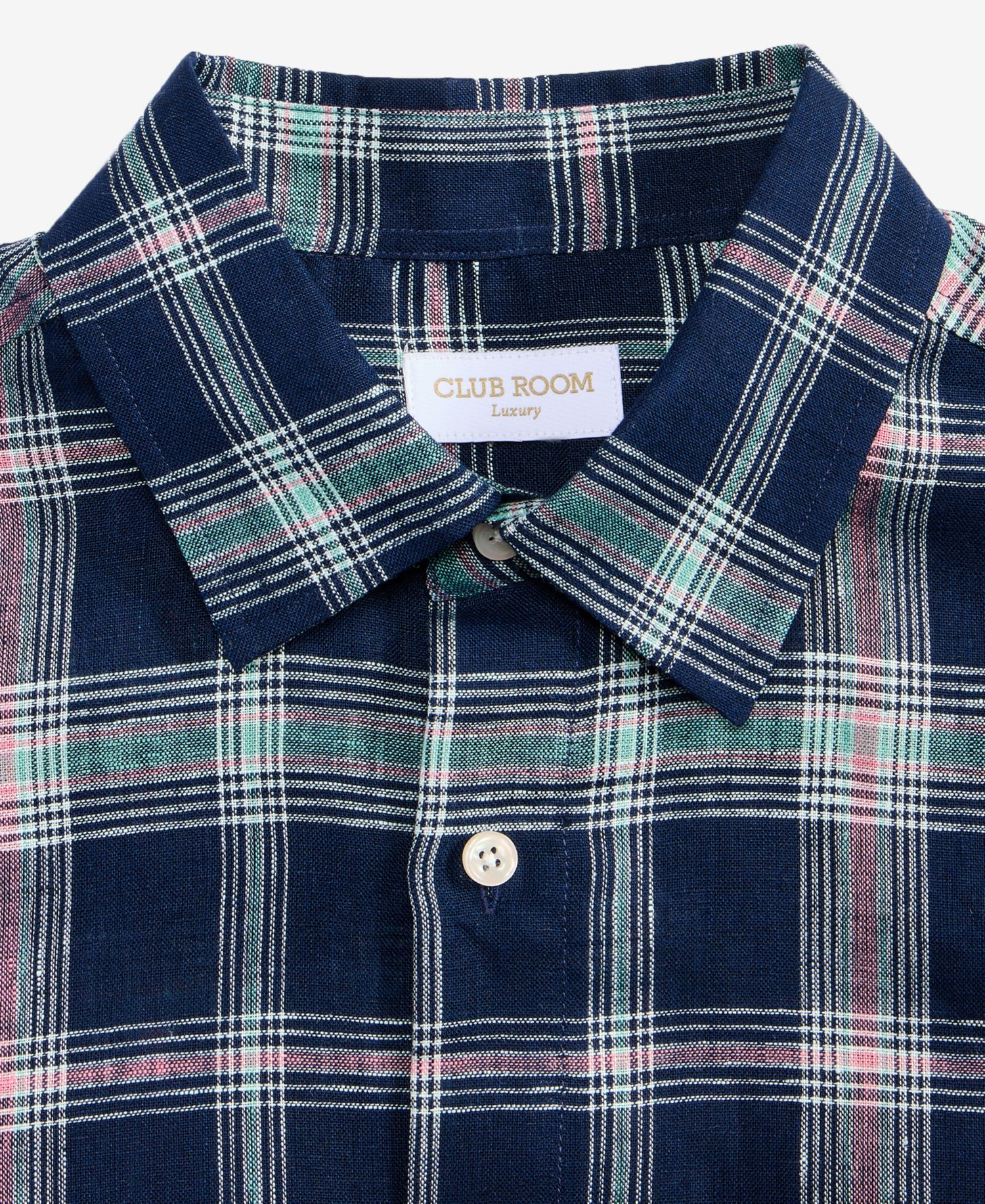 Men's Plaid Linen Button-Up Shirt