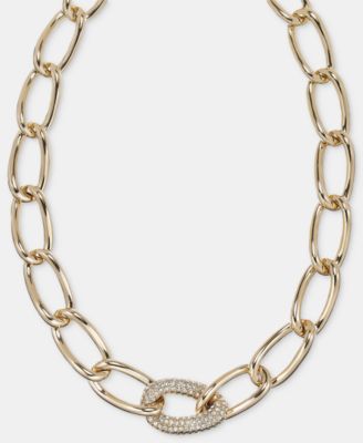 Pav&eacute; Large Link Collar Necklace, 16" + 3" extender