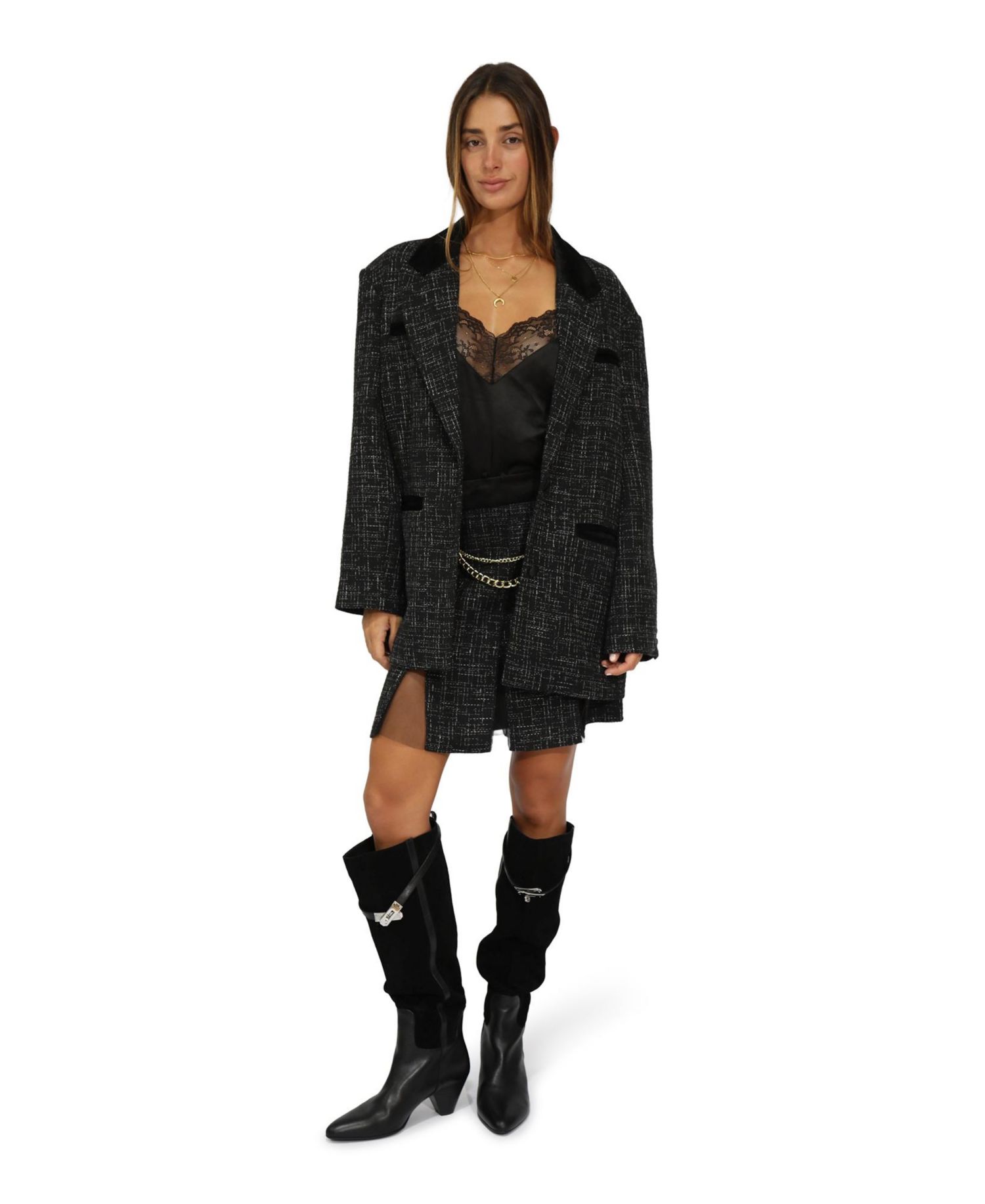 Women's City Noir Tweed Oversized Blazer