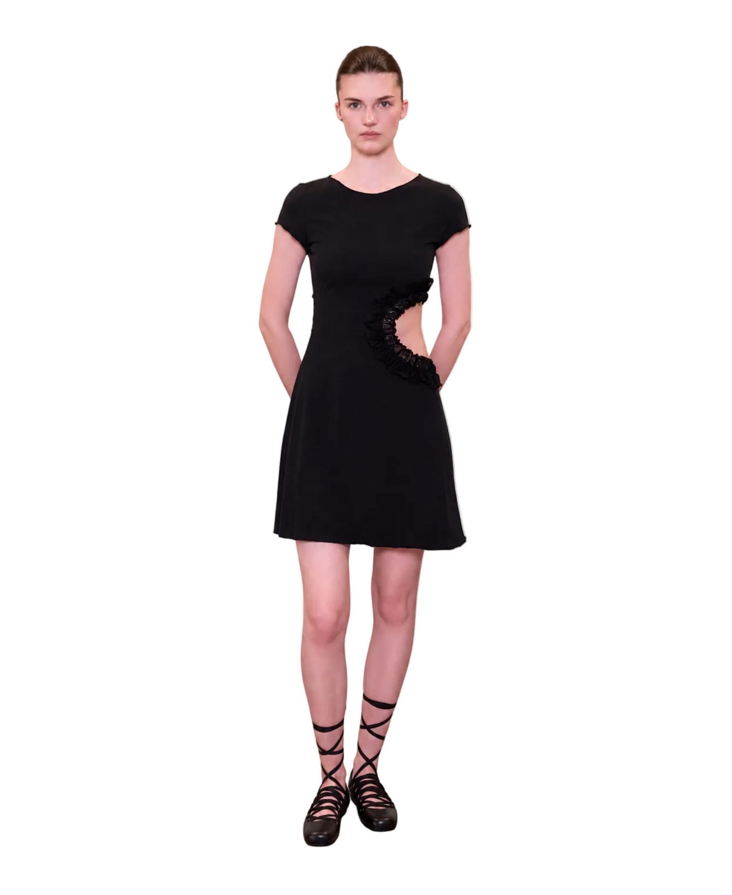 Женское платье PCFG Daydreamers Short Sleeve Lace Detail Mini, цвет: Чёрный — фото 1