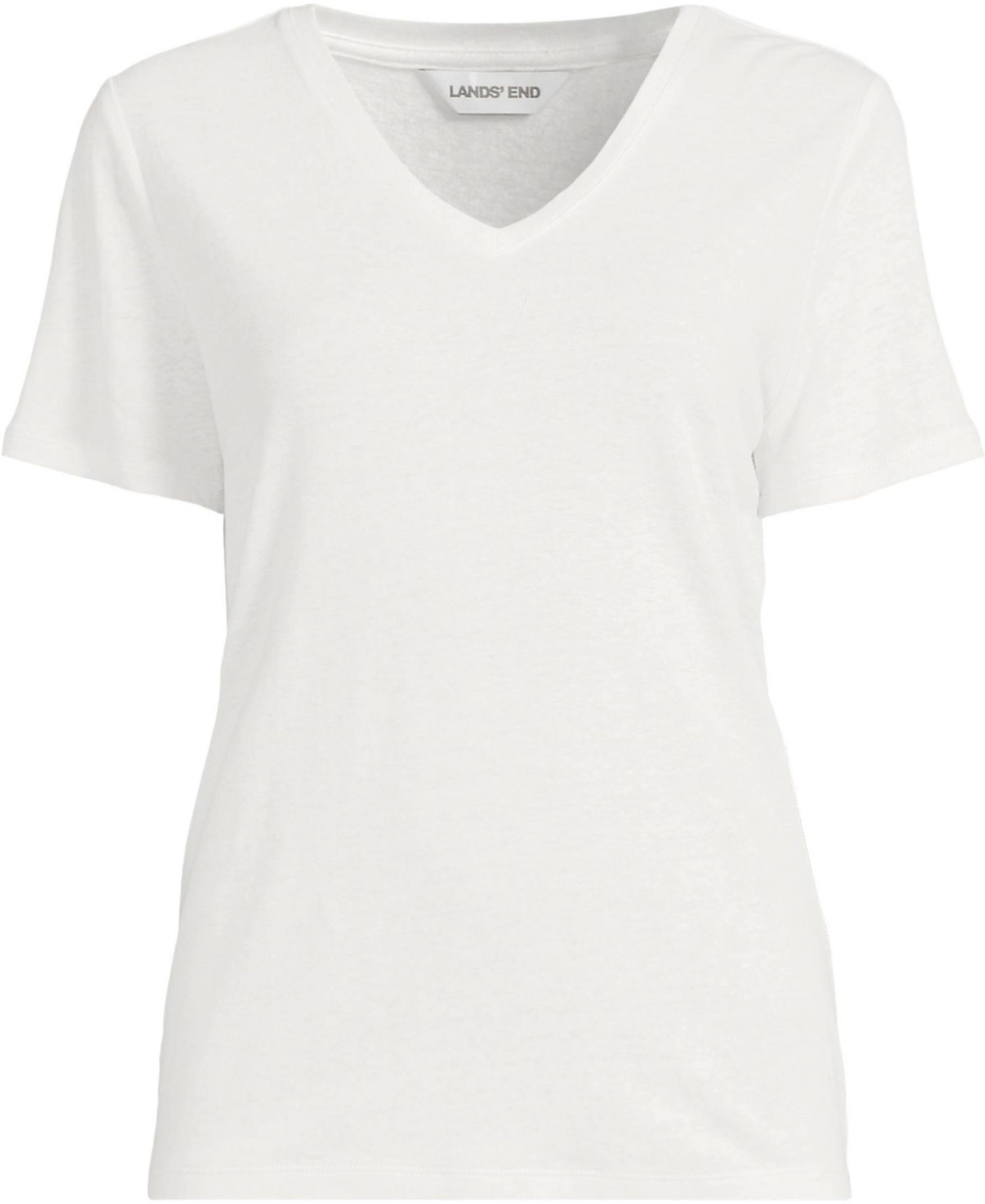 Plus Size Short Sleeve Linen Blend V-neck Tee