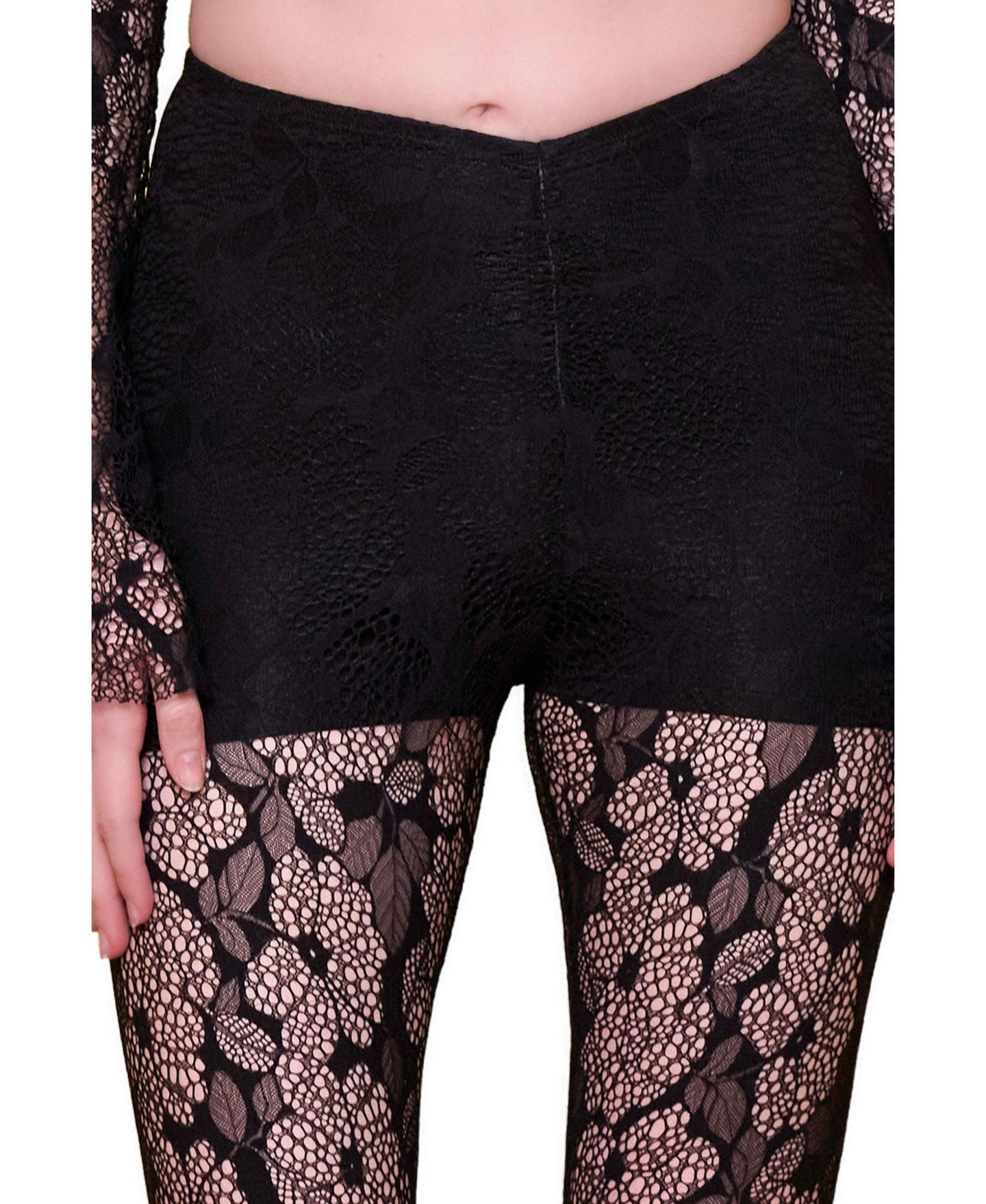 Женские леггинсы PCFG The Party Edit Lace Leggings with Built In Ribbed, цвет: Чёрный — фото 3