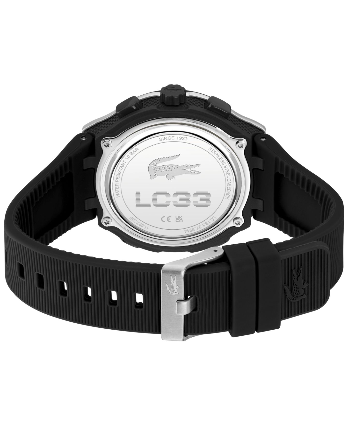 Мужские часы Lacoste Quartz LC33 Black Silicone Strap Watch 44.8mm — фото 2