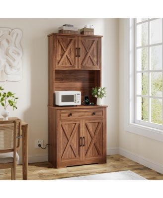 71 Inch Pantry Cabinet, Tall Kitchen Pantry Storage Cabinet with Charging Station for Living Room, Dining Room