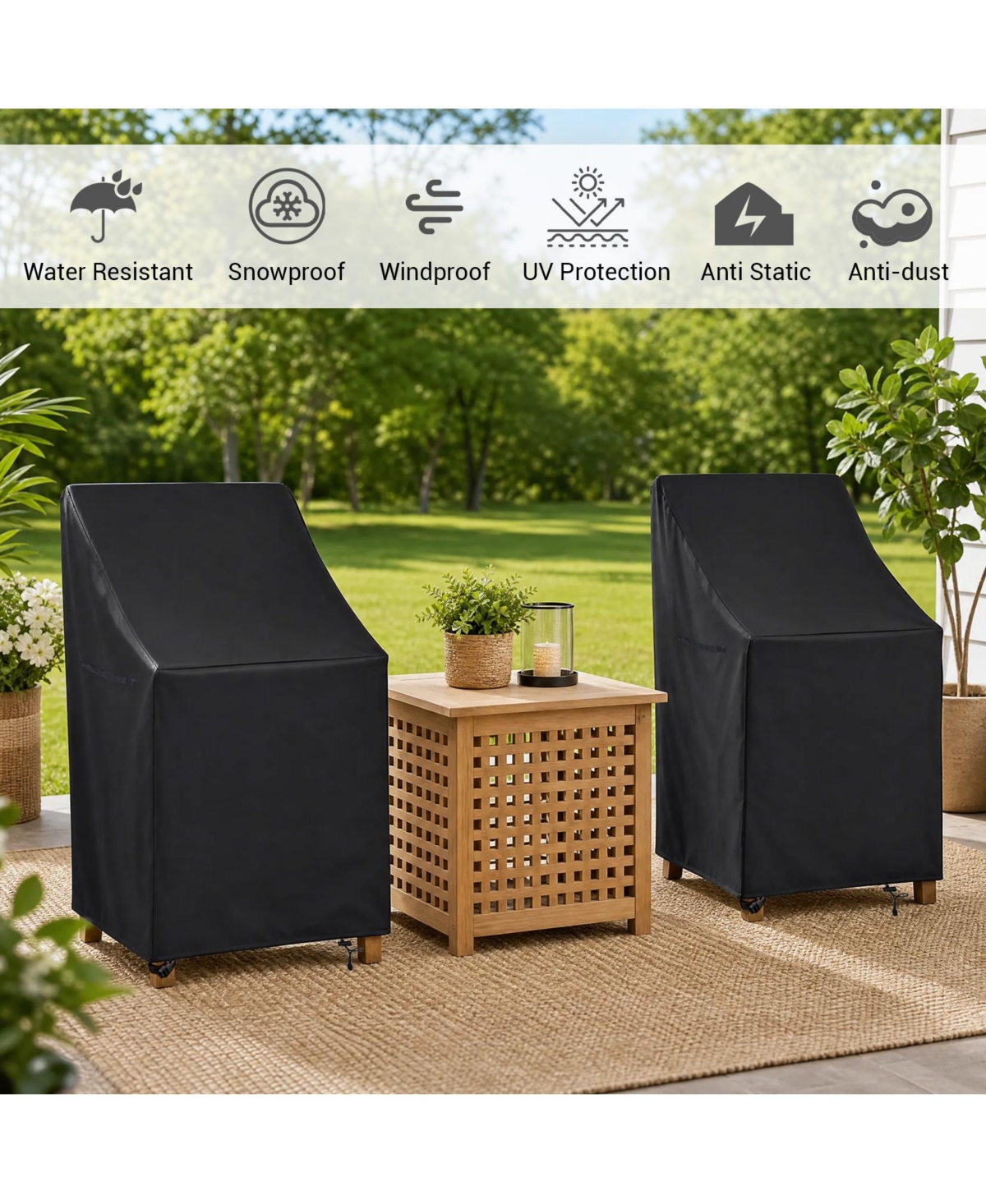 gaomon 8 Pack 600D Coated Oxford Cloth Waterproof Stackable Patio Chair Cover