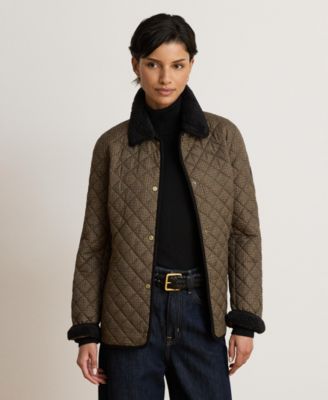 Women's Faux-Sherpa-Collar Quilted Coat
