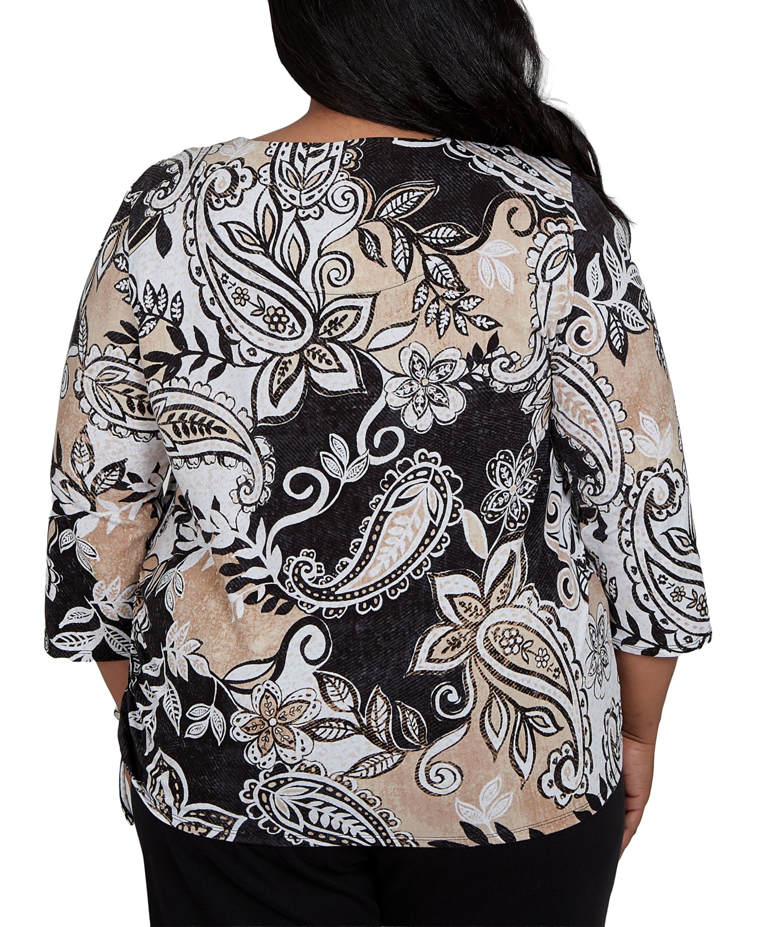 Plus Size Paisley Neutrals Knit Top