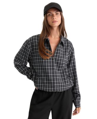 Women's Plaid Lightweight Bomber Jacket