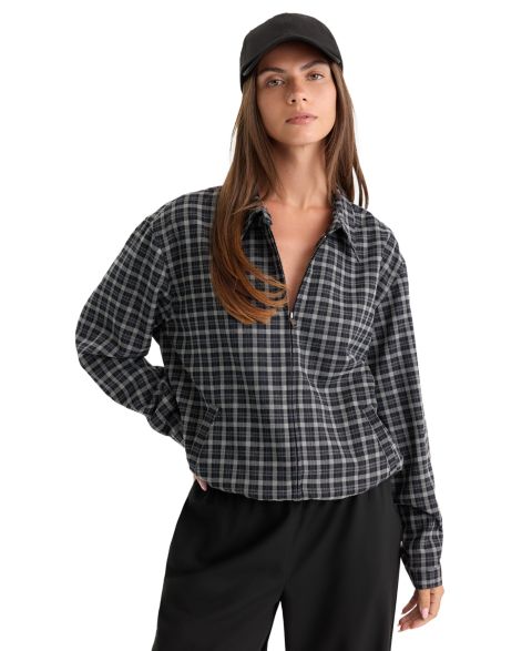 Женские куртки Good American Women's Plaid Lightweight Bomber Jacket