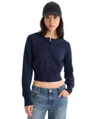Women's Fine Knit Crewneck Cardigan