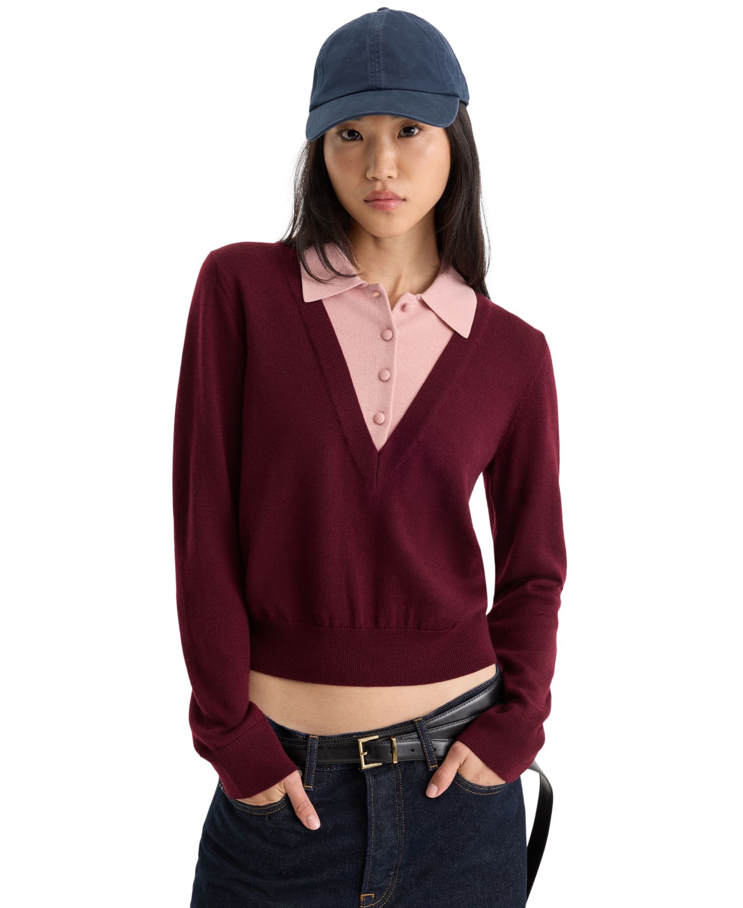 Women's Two-In-One Collared Sweater